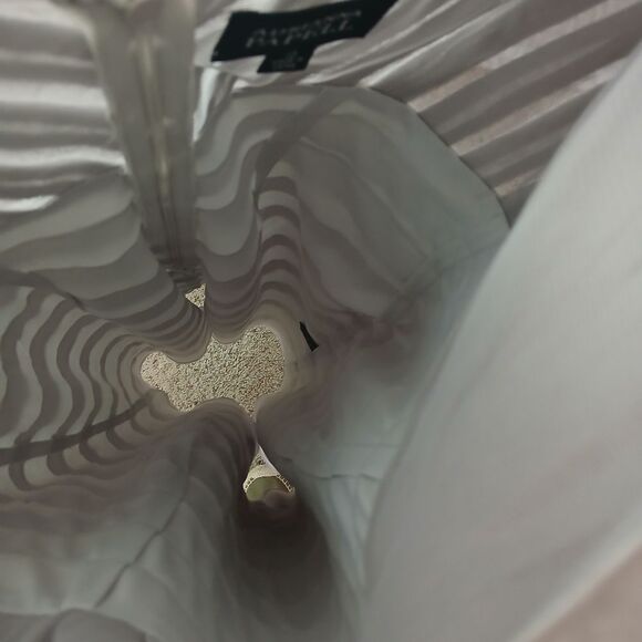 Adrianna Papell Silver Metallic Tier Cocktail Holiday Ruffle NYE Dress-10 - Picture 15 of 15